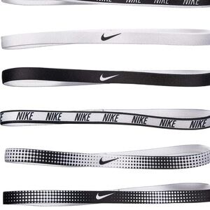 Nike Monochrome Headbands with Logo assorted 6pack black and white